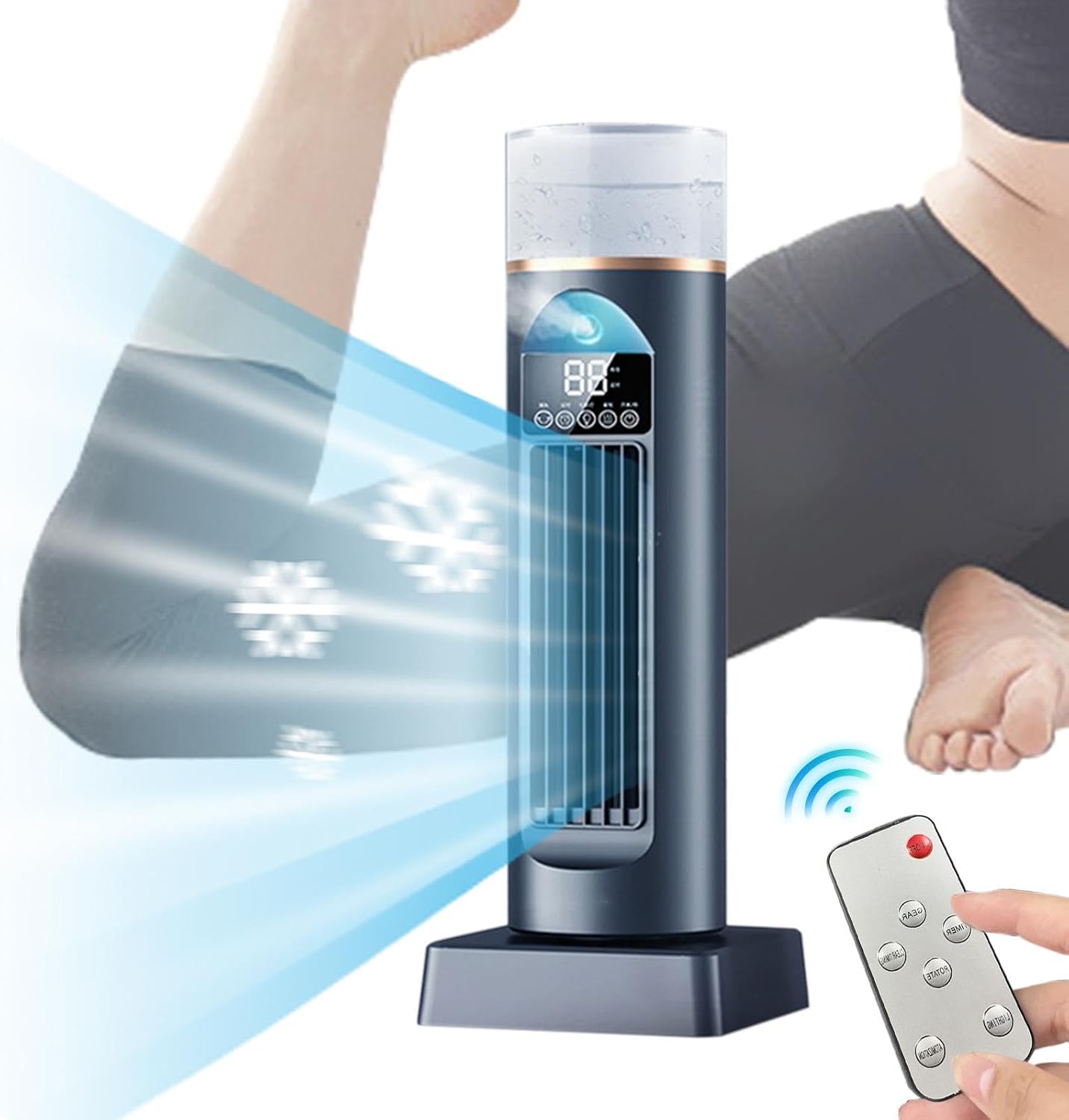 GENERIC Ventilateur De Climatisation Pour Chambre à Coucher | Refroidisseur Oscillant Silencieux à 6 Vitesses Avec Télécommande Et Réservoir D'eau, Minuterie De 6 Heures Pour La Maison, Le Bureau, Le
