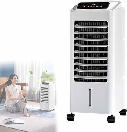 GENERIC Refroidisseur D'air Portable Avec Réservoir De 6,5 L Et 4 Roues, Ventilateur à 3 Vitesses, Minuterie 24 H, Télécommande Pour Bureau, Chambre