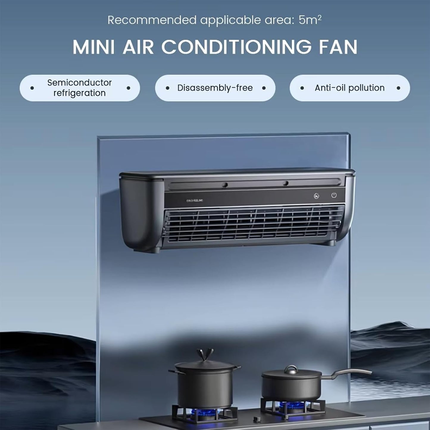  Wall Mounted Air Conditioner Fan,USB Rechargeable Wall Mounted Fan Air Cooler With 3 Speeds, Portable,No Drilling,Rapid Cooling,for Bedroom, Home, Kitchen