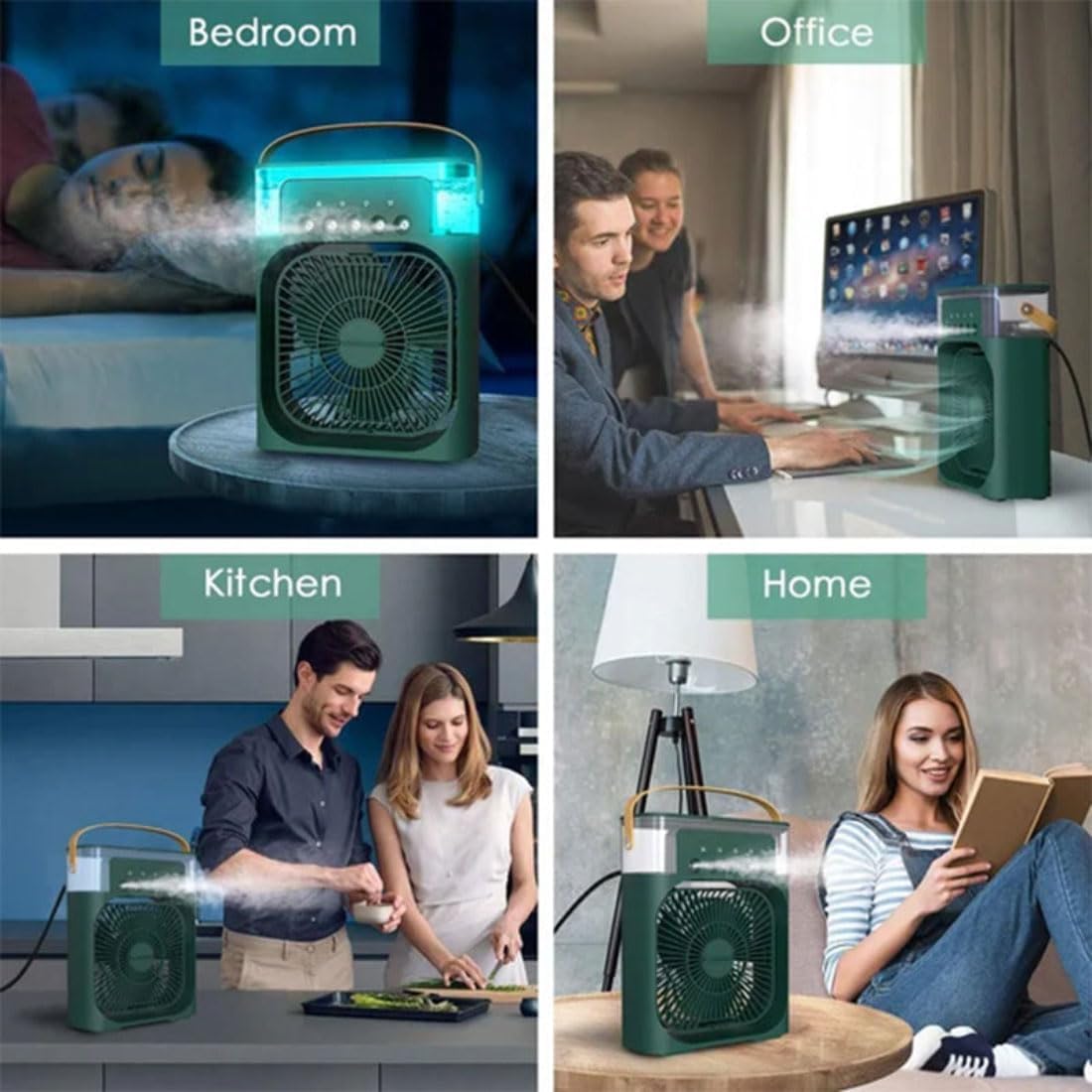  3 In 1 Air Cooler, Climatisation Mobile Ventilateur Portable, Climatiseur Portable, Climatiseur Mobile Silencieux, Mini Ventilateur Humidificateur, Mini Rafraîchisseurs D'air Par évaporation (Noir)