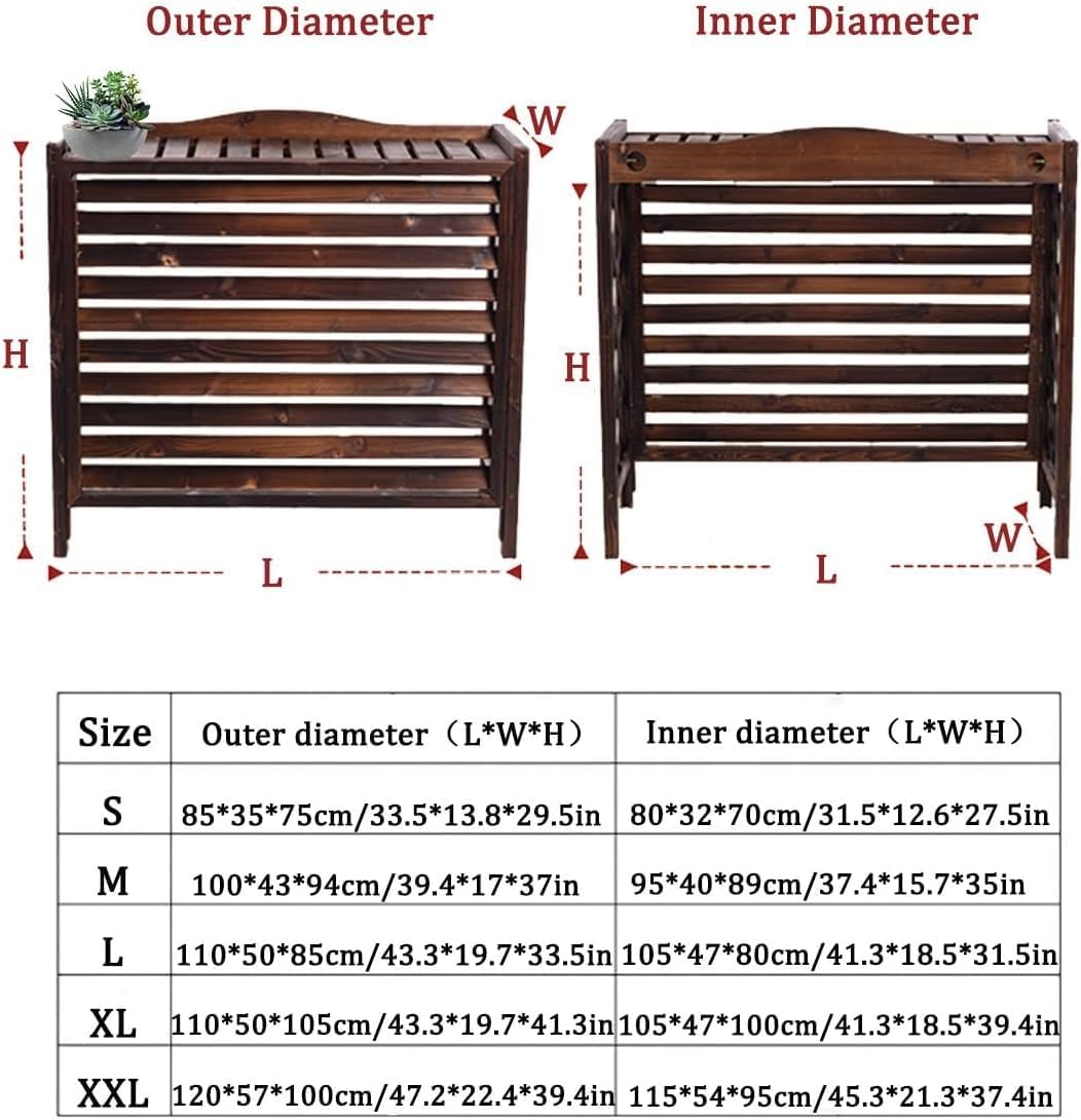 GENERIC Housse De Climatiseur En Bois Massif Et Support De Fleurs élégant Avec Stores En Bois - Marron - 105 X 47 X 80 Cm