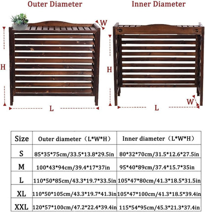 GENERIC Housse De Climatiseur En Bois Massif Et Support De Fleurs élégant Avec Stores En Bois - Marron - 105 X 47 X 80 Cm