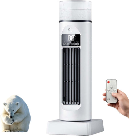 GENERIC Ventilateur Portable à Refroidissement Par Eau, Rafraîchisseur D'air Par évaporation Avec Télécommande Et Réservoir D'eau De 230 Ml, Silencieux, 6 Vitesses Et Minuterie 6 H, Ventilateur Tour White