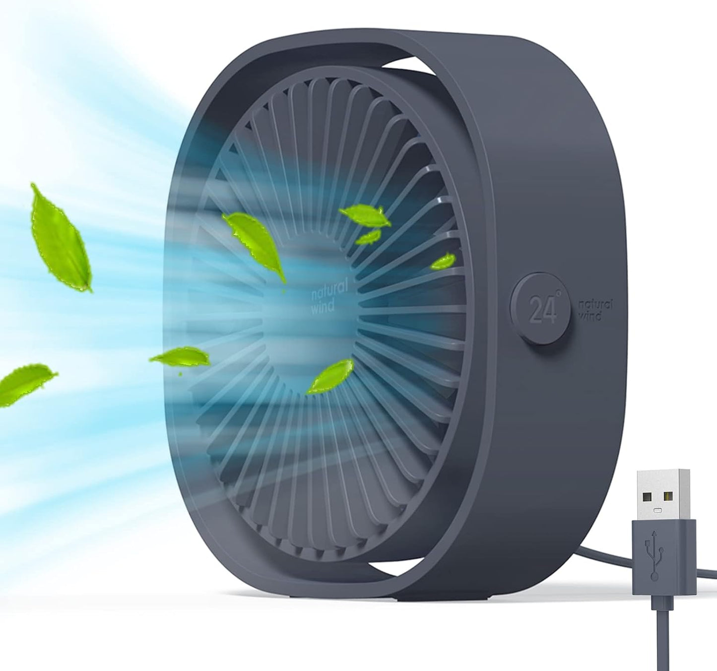  Simpeak Ventilateur USB Mini Ventilateur Portable Silencieux Ventilateur Bureau 3 Vitesses Réglable Alimenté Par USB, Pour Le Maison Et Bureau (Bleu)