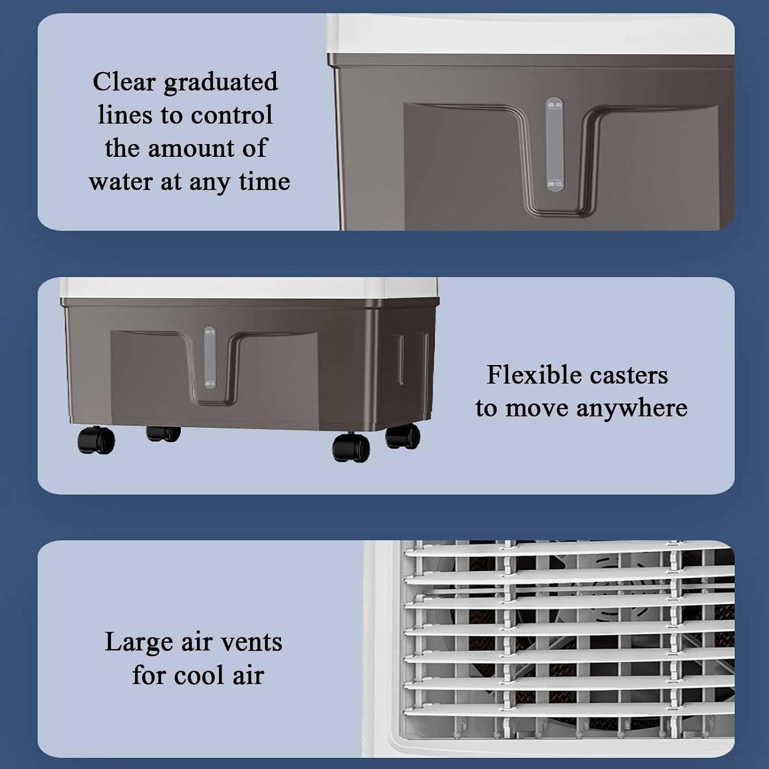 GENERIC Refroidisseur De Climatiseur Portable, Ventilateur à 3 Vitesses, Réservoir D'eau De 40 L, Ventilateur De Refroidissement 3 En 1 Avec Roues, Télécommande Pour Une Utilisation En Intérieur/extérieur