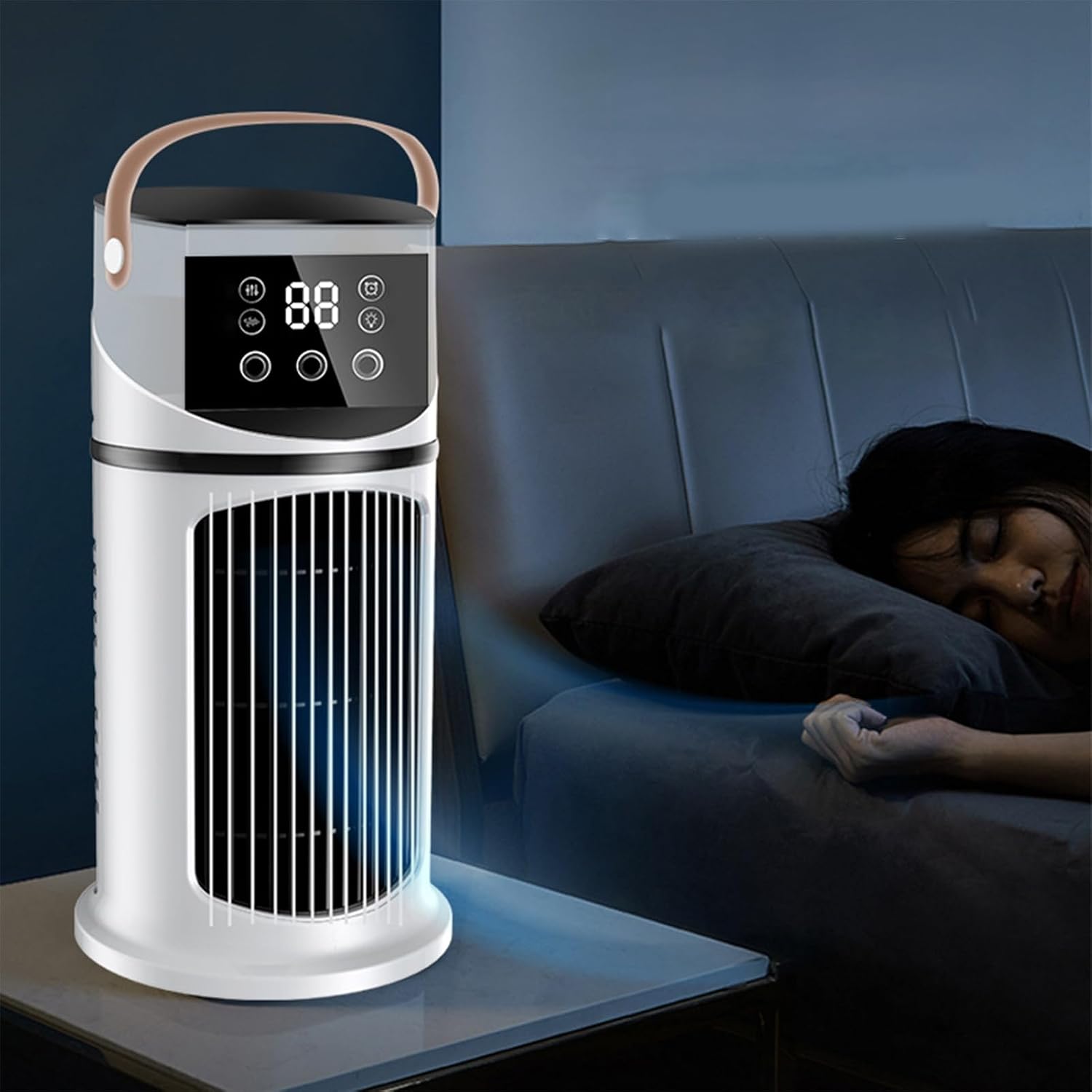 Genérico Climatiseur Portable – Ventilateur De Bureau, Refroidisseur D'air Nébulisé Avec Lumière LED | Dispositif De Climatisation Personnel à 9 Vitesses Pour Utilisation Sur Table De Maison, Chambre à Coucher