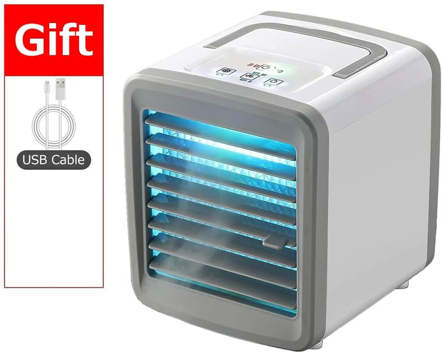 GENERIC Ventilateur De Refroidissement Portable Avec Humidification à 2 Vitesses, Climatiseur USB à économie D'énergie Pour La Maison, Le Bureau, L'intérieur Et L'extérieur