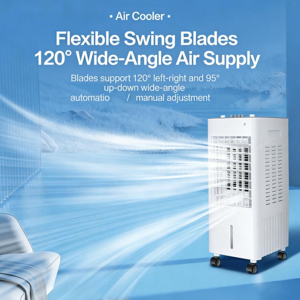  Rafraichisseur D’Air Mobile 4 En 1 Avec Télécommande, Climatiseur Mobile Sans Évacuation, Réservoir D’Eau 12L, Ioniseur Humidificateur Purificateur D'air, Minuterie 7.5H(Remote)