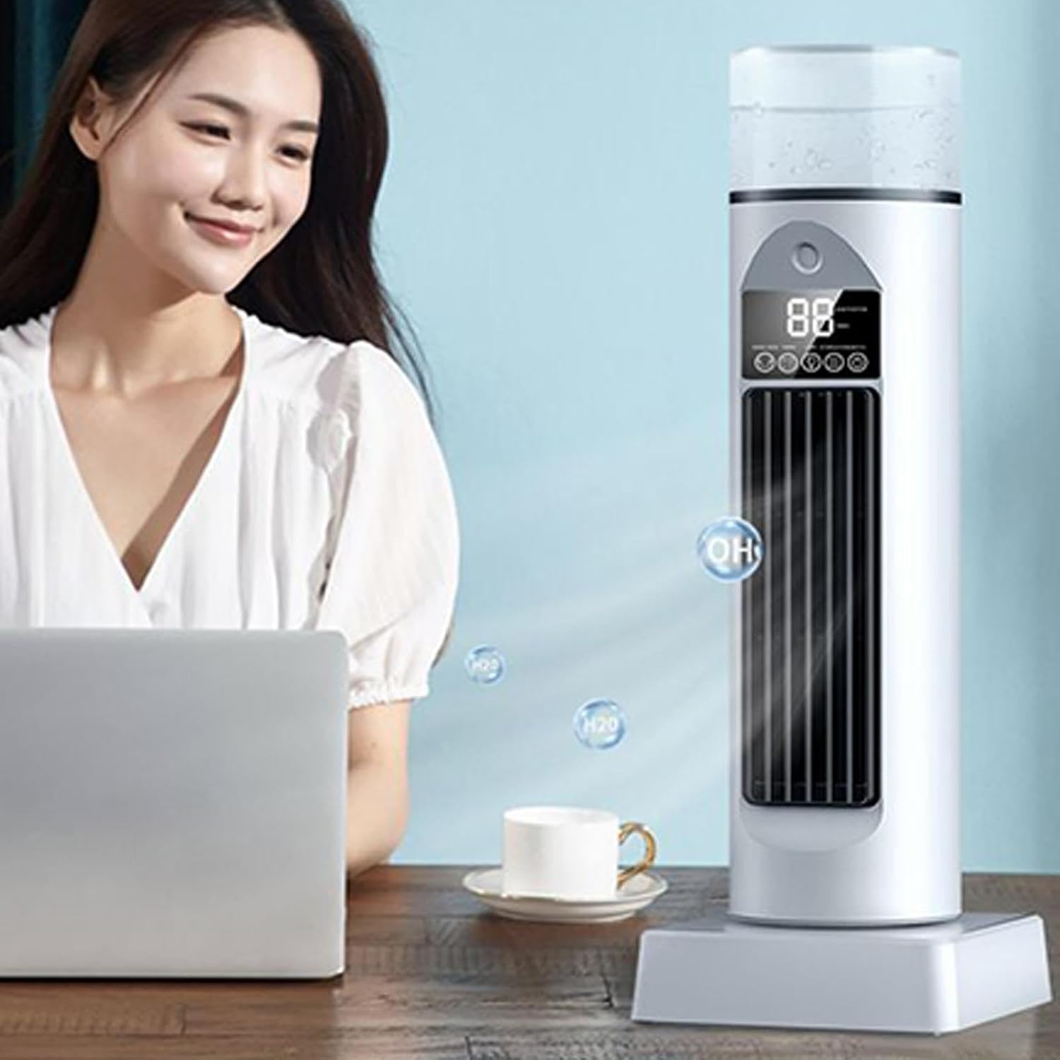 GENERIC Climatiseurs Mobiles – Ventilateur Tour Silencieux, Ventilateur électrique Sans Pale, Humidificateur à évaporation Silencieux Avec Minuterie Et Télécommande, Refroidisseur D'espace Personnel Pour