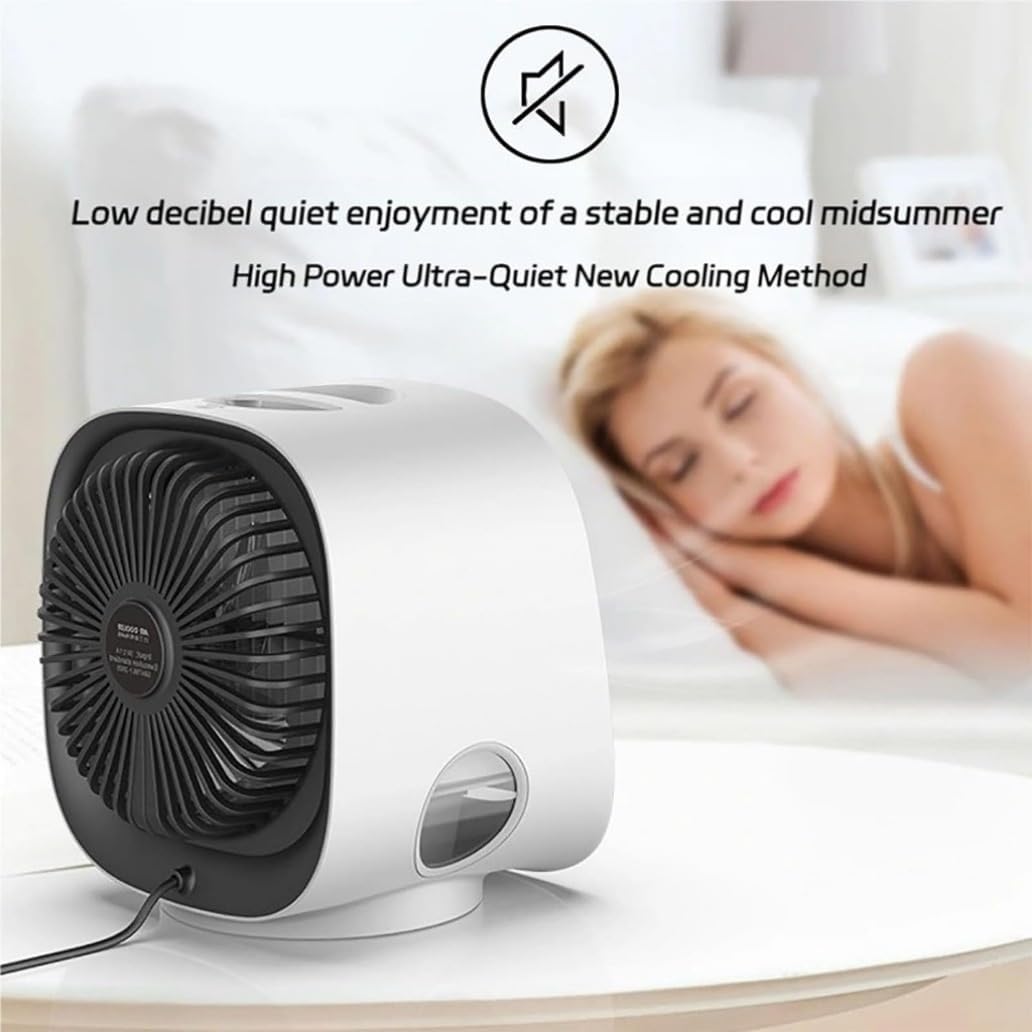  Mini Ventilateur De Climatisation Portable USB, 300 ML Mini Rafraichisseur D'air Avec 3 Vitesses & Veilleuse Colorée
