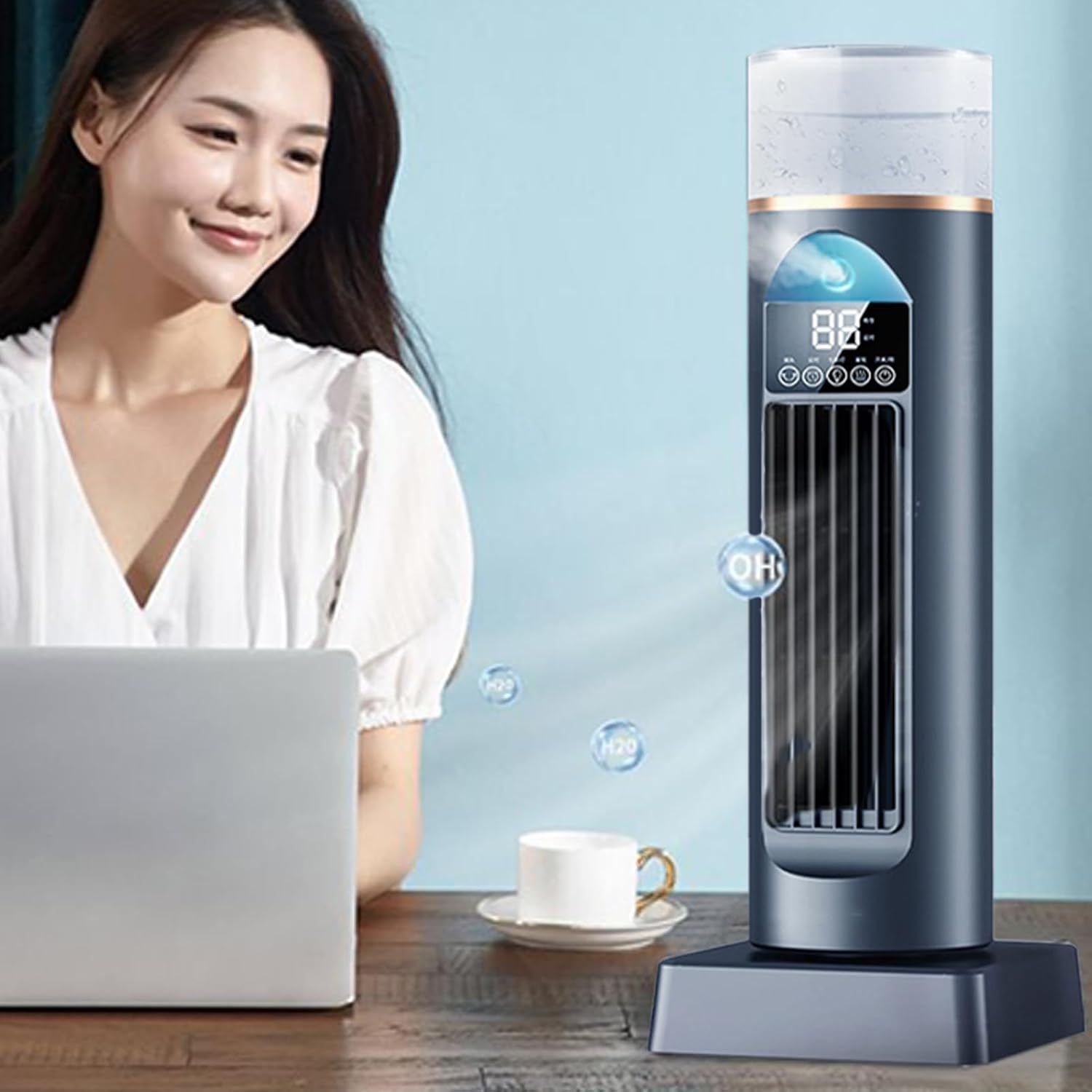 GENERIC Ventilateur AC Portable, Climatiseur Personnel | 6 Vitesses Silencieuses Oscillantes Sans Pales Avec Télécommande Pour Chambre à Coucher, Salon, Bureau, Camping-car