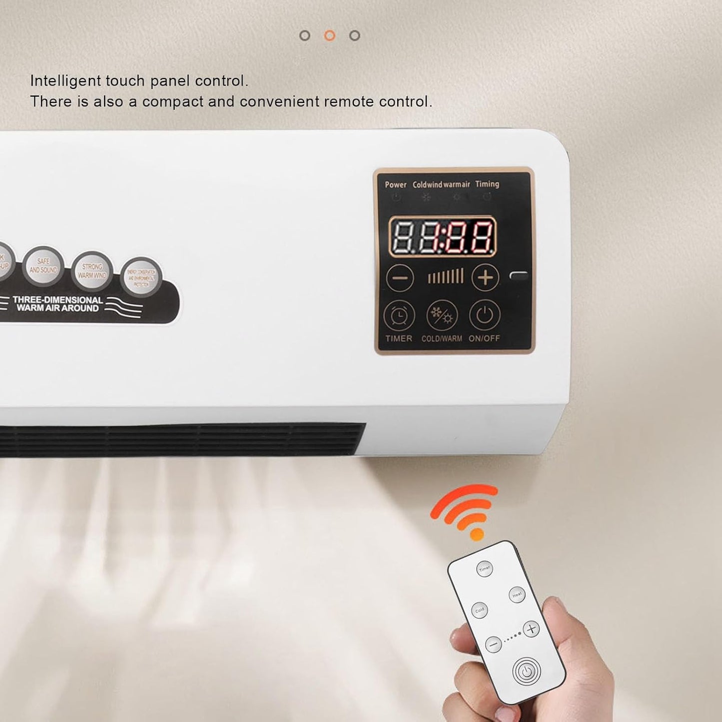  Chauffage De Climatiseur, Refroidisseur D'air Mural, 2000W Portable Petit Climatiseur Rideau D'air Intérieur Avec 8 Heures De Chronométrage Pour Salle De Bain Chambre à Coucher
