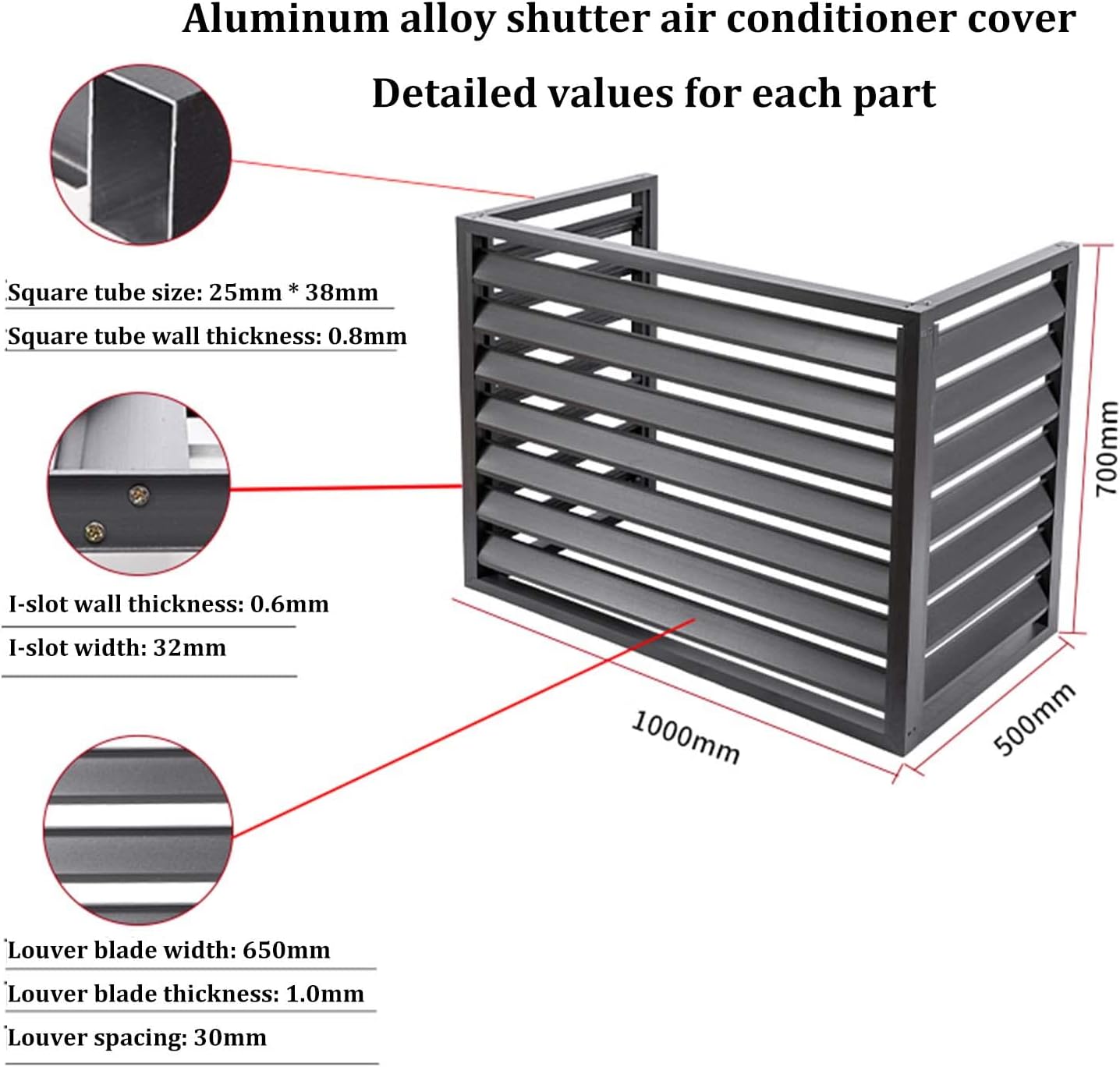  Housse De Climatiseur D'extérieur En Aluminium Résistant Aux Intempéries – Bouclier Décoratif Pour Unités AC Et Poubelles – Protection Pour équipement Et Unités D'extérieur