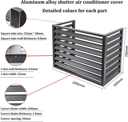  Housse De Climatiseur D'extérieur En Aluminium Résistant Aux Intempéries – Bouclier Décoratif Pour Unités AC Et Poubelles – Protection Pour équipement Et Unités D'extérieur