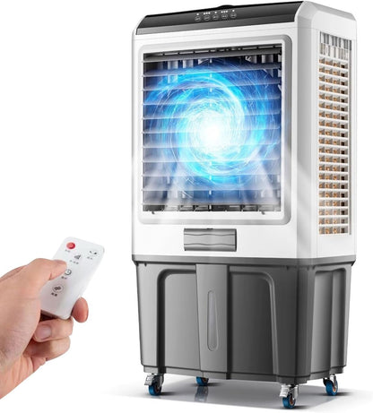  Refroidisseur D'air Par évaporation, Air Conditioner De 50 L, Minuterie 12 H, 3 Vitesses De Vent Pour Une Utilisation En Intérieur Et En Extérieur