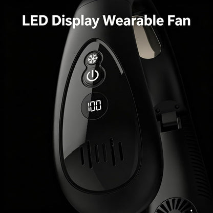  Climatiseur De Cou, Ventilateur De Cou Rechargeable Avec Flux D'air De Refroidissement Semi-conducteur, Ventilateur Portable Avec Batterie De 5000 MAh, 3 Vitesses, écran LED, Ventilateur Portable Pour
