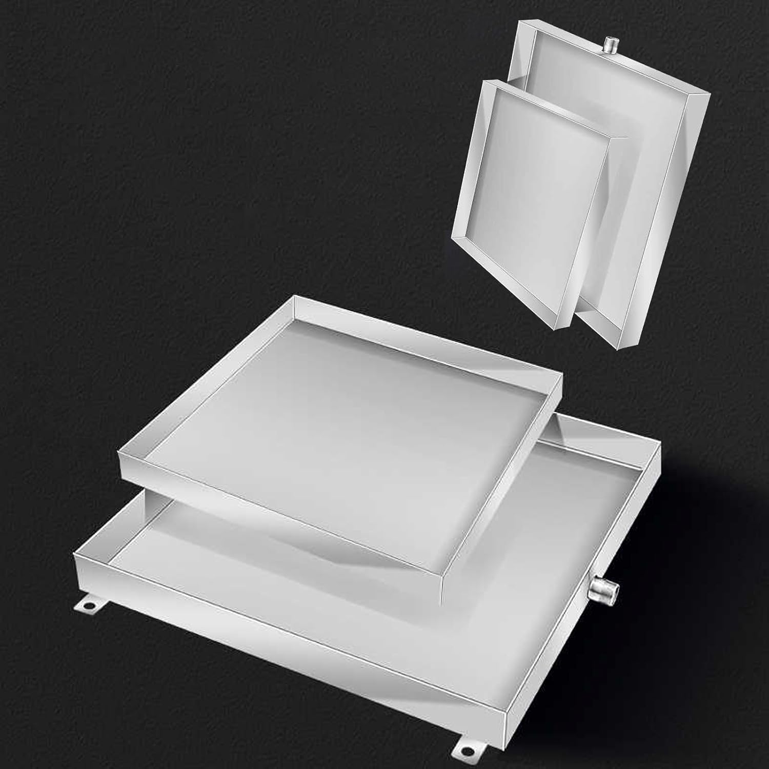  Bac Condensat Clim En Acier Inoxydable, 50 × 50 Cm, 60 X 60 Cm, Kit De Drainage De Climatiseur De Fenêtre, Bac De Récupération Du Climatiseur Avec Drain(500 X 500 Mm/20'' X 20'')
