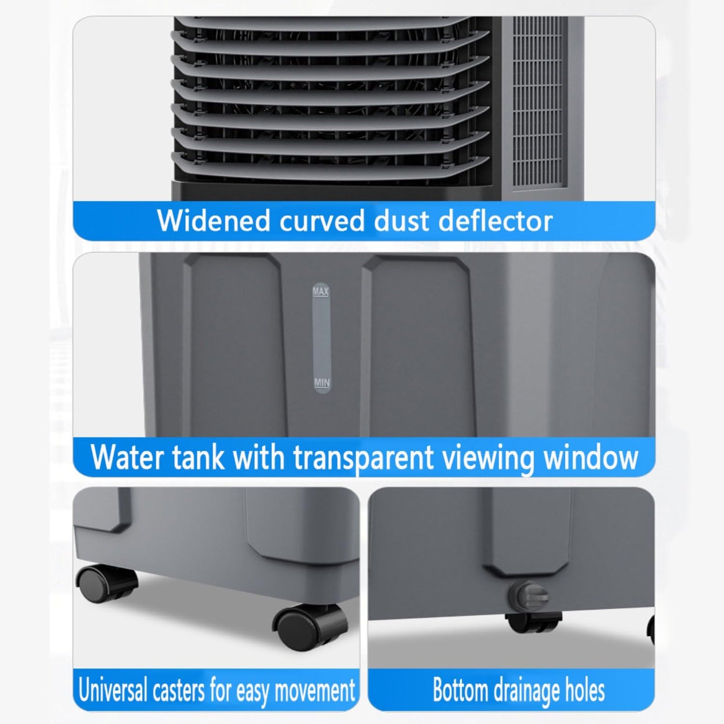  Refroidisseur Évaporatif Climatiseur Mobile Silencieux 20/30/40 Litres Purificateur D'air Avec Panneau Évaporatif Refroidissement Ventilation Affichage Tactile Ventilateur Refroidisseur D'air