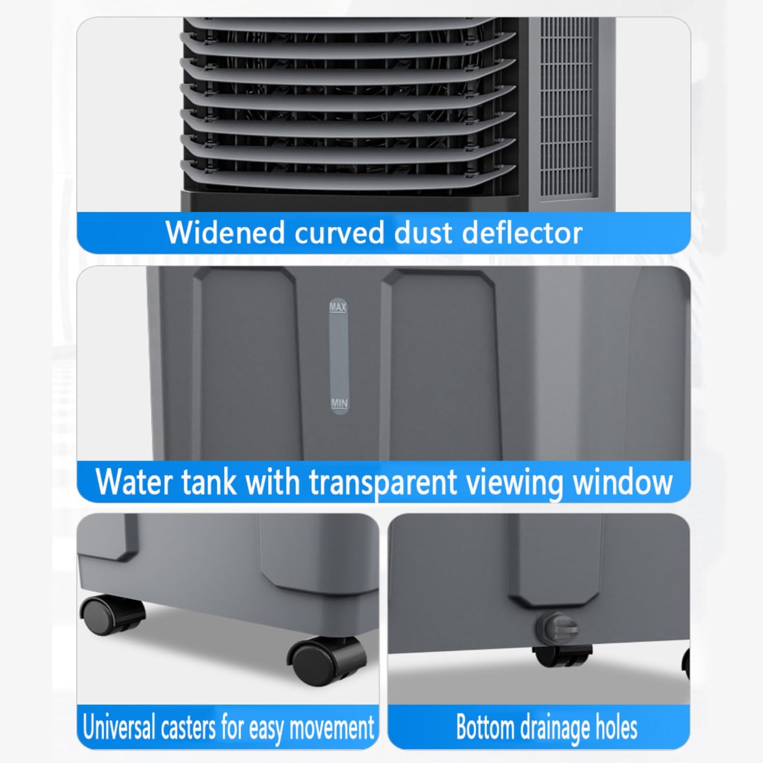  Refroidisseur Évaporatif Climatiseur Mobile Silencieux 20/30/40 Litres Purificateur D'air Avec Panneau Évaporatif Refroidissement Ventilation Affichage Tactile Ventilateur Refroidisseur D'air
