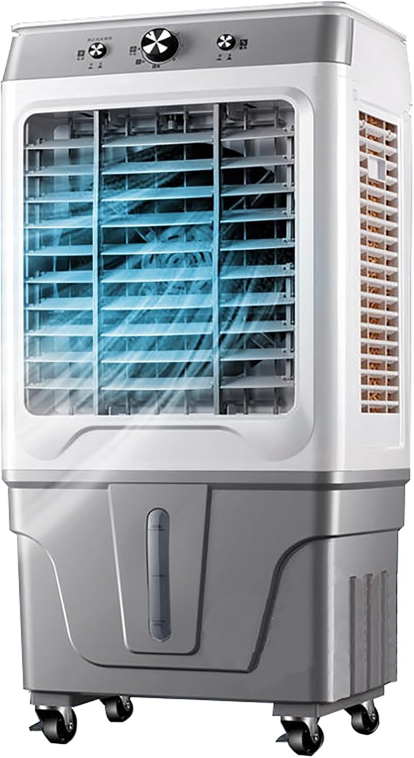 GENERIC Refroidisseur D'évaporation Portable, Ventilateur De Climatiseur à 3 Vitesses Avec Packs De Glace Pour L'intérieur De L'extérieur, Humidificateur De Grande Capacité Avec Oscillation Large Et Conceptio