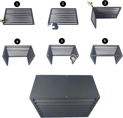  Housse De Protection Extérieure En Aluminium Pour Climatiseur Et Pompe à Chaleur, Résistante Aux Intempéries, Marron, Pour Poubelles Ou Unités De Climatisation, écran De