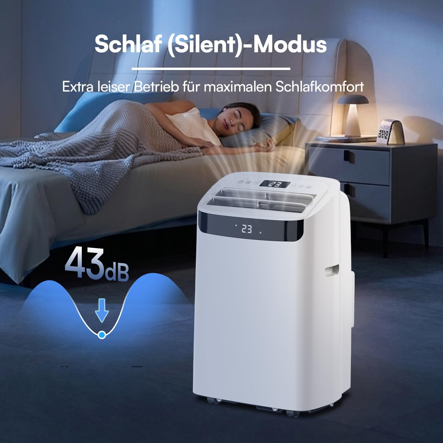  BE COOL Climatiseur Mobile 12000 BTU Avec Chauffage Et Wi-Fi, Silencieux Grâce à L'onduleur, Climatiseur Mobile 4 En 1 Avec Déshumidificateur Et Ventilateur, Pour Pièces Jusqu'à 42 M², Blanc