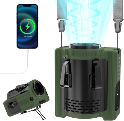  MERTTURM Ventilateur De Ceinture Portable, 10 000 MAh Rechargeable (22 Heures De Refroidissement), Ventilateur Puissant Sans Mains Pour Cou/corps/ceinture/bureau Avec Lumière Et Banque D'alimentation