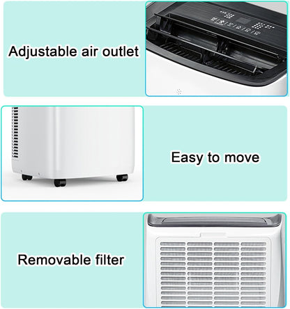 GENERIC Climatiseurs Portables 11000 BTU Pour Chambres Avec Télécommande, Minuterie, Fonction Déshumidification, Pour Petites Pièces, Pour Chambre Ou Bureau, 220 V