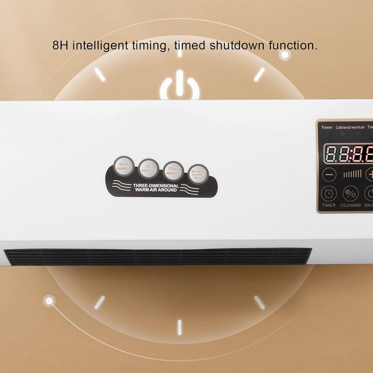  Chauffage De Climatiseur, Refroidisseur D'air Mural, 2000W Portable Petit Climatiseur Rideau D'air Intérieur Avec 8 Heures De Chronométrage Pour Salle De Bain Chambre à Coucher