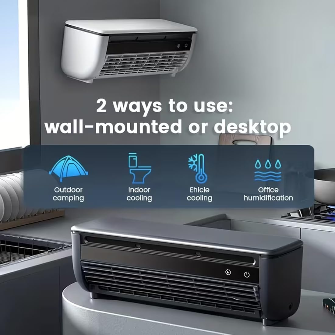  Ventilateur De Refroidissement Et D'humidification à Semi-conducteurs, Climatiseur Portable Sans Conduit Avec Télécommande Et Fonctionnement Silencieux Pour Chambre Et Salon (Noir)