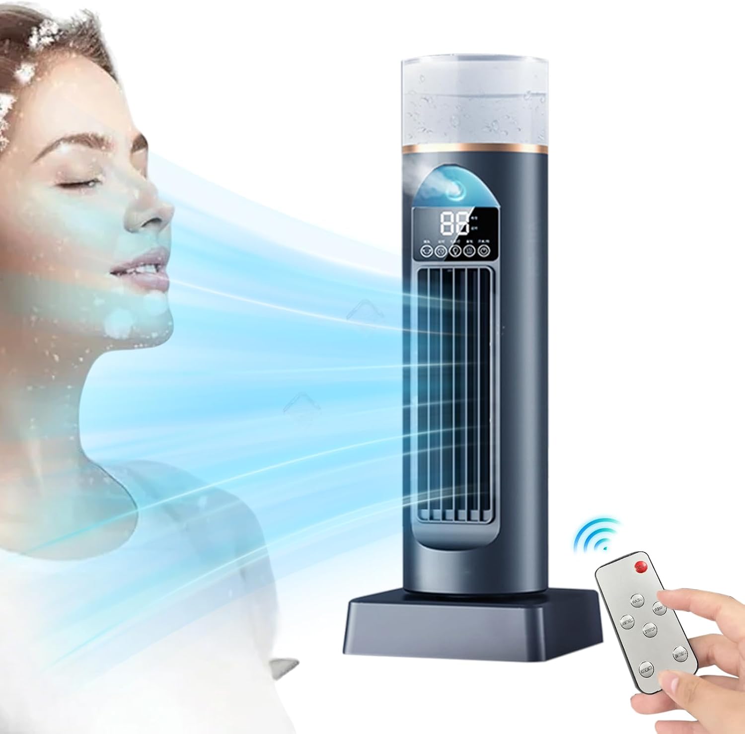GENERIC Tower Climatiseur AC – Ventilateur De Refroidissement D'air Tour Pour Chambre à Coucher, Refroidisseur Oscillant Silencieux, 6 Vitesses, Avec Télécommande Et Réservoir D'eau, Minuterie De 6 H Pour La