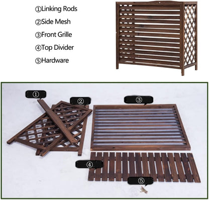  Grille De Protection Pour Climatiseur Et Support Pour Plantes Résistant Aux Intempéries En Bois IV Durable Pour Une Utilisation En Extérieur. Grille De Protection Pour Cl