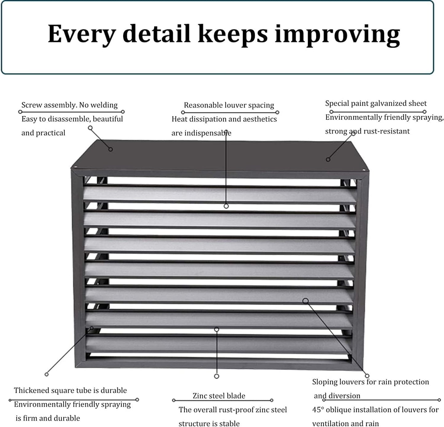  Climatiseur Extérieur Écran De Clôture Couvercle En Aluminium For Climatiseur Et Pompe À Chaleur, Écran De Clôture De Confidentialité Toutes Saisons, Antivol, Robuste, Couverture AC, Couverture D'unit