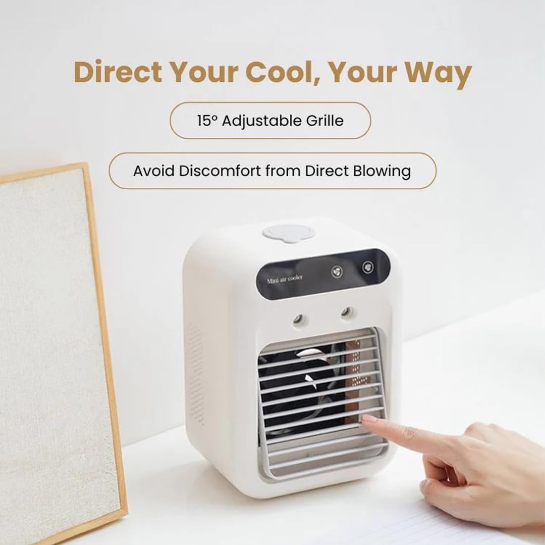  Ventilateur Rafraîchisseur D'air Portable 3 En 1 Rechargeable, Mini Climatiseur Silencieux Pour Bureau, Rafraîchisseur D'air évaporatif Personnel Alimenté Par USB (A)