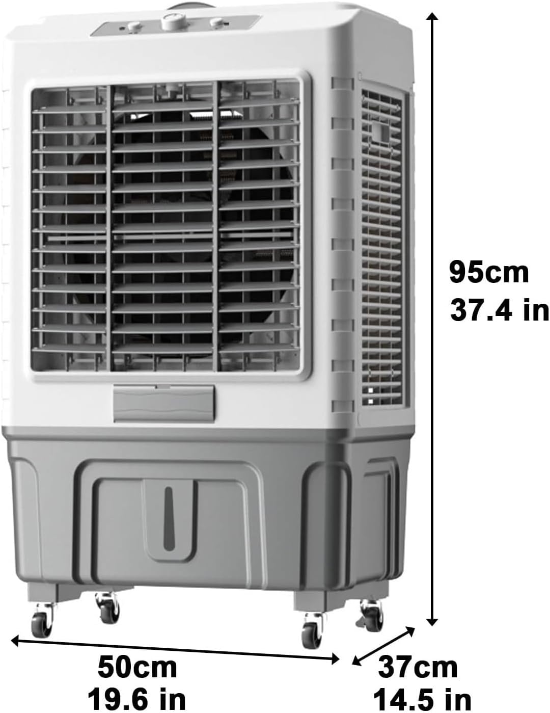  Rafraîchisseur D'air Évaporatif Commercial, 150 W Portable Avec Grand Réservoir D'eau De 55 L, Oscillation à 120°, 3 Vitesses De Ventilation, Pour Intérieur Et Extérieur(150W)