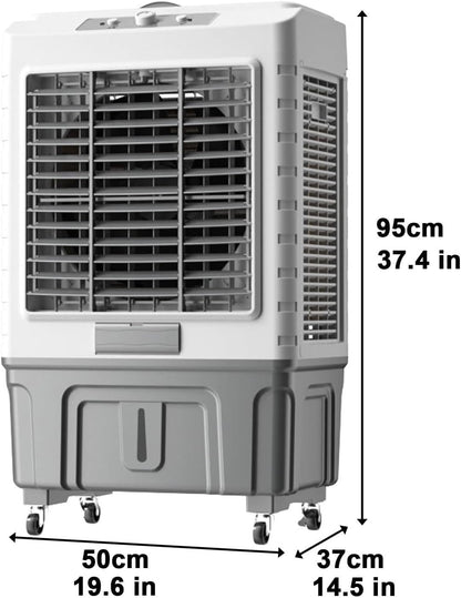  Rafraîchisseur D'air Évaporatif Commercial, 150 W Portable Avec Grand Réservoir D'eau De 55 L, Oscillation à 120°, 3 Vitesses De Ventilation, Pour Intérieur Et Extérieur(150W)