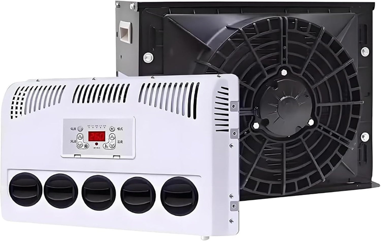 GENERIC Climatiseur Divisé Pour Camping-car, Système De Refroidissement De Cabine De Camion 11 000 BTU Pour Camions, Bus, Pelleteuses, Avec Contrôle Du Vent à 5 Vitesses