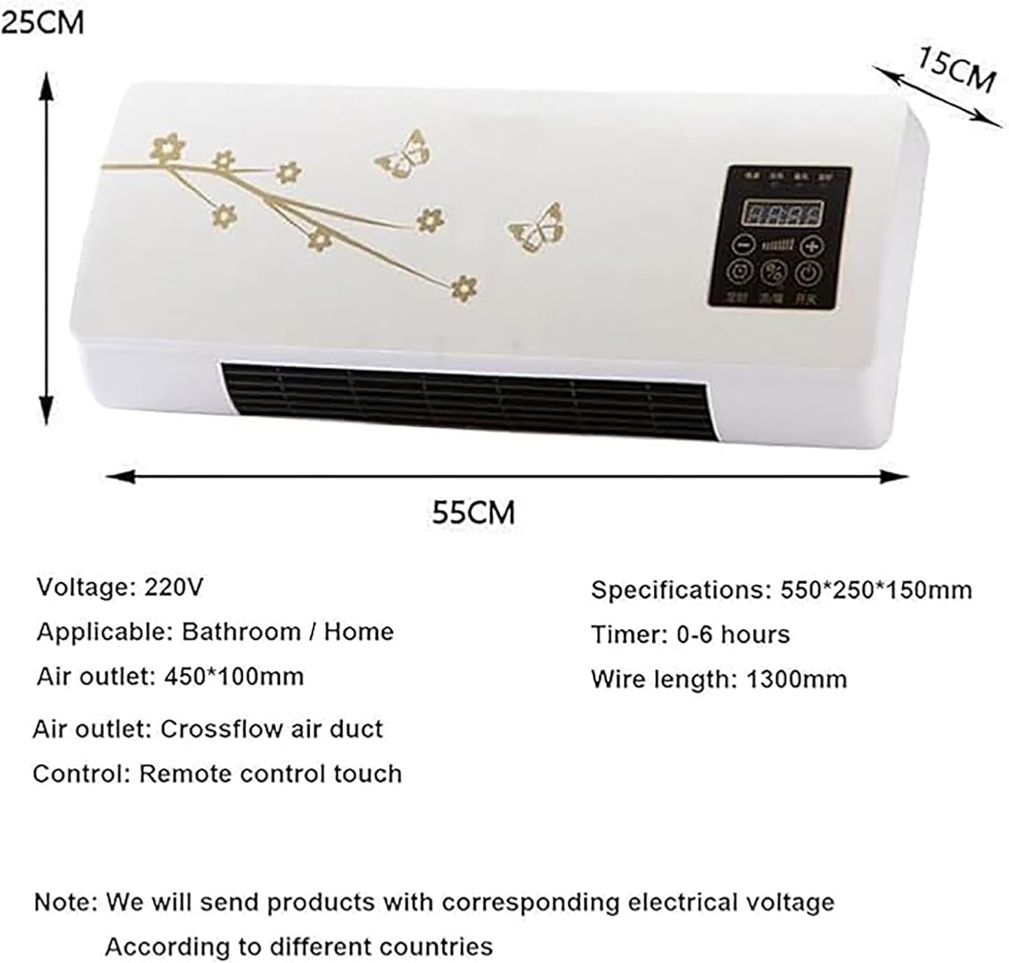  Climatiseur Portable Mural 2-en-1 2000 W | Refroidissement/chauffage Naturel Rapide | Ultra Silencieux For Les Chambres(B)
