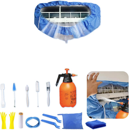  Kit Nettoyage Climatiseur Mural，Kit Nettoyage Climatisation Split，Nettoyage Climatisation Split，Bâche Nettoyage Clim(15 Pièces, Bleu Foncé, Taille Moyenne : 68-98 Cm/27,55-39,37 Pouces)