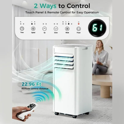  Climatiseur Portable 10 000 BTU Pour 450 Pieds Carrés, Unité AC 3 En 1 Avec Télécommande Et écran LED, Refroidissement Silencieux, Ventilateur, Déshumidificateur, Kit Fenêtre