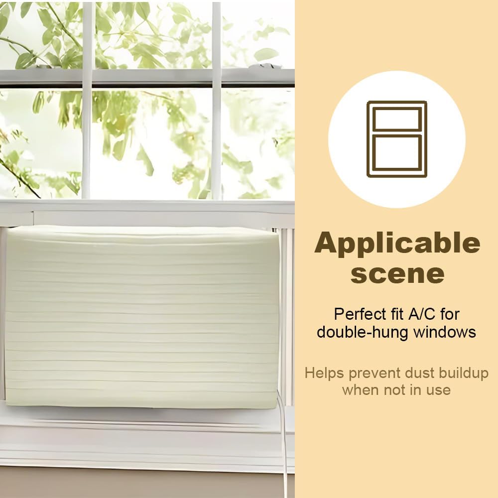  Housse De Fenêtre Pour Climatiseur Intérieur, Housse De Climatiseur Pour Unités Murales, De Climatiseur Couverture Pour Fenêtre Couvercle Poussière Facile à Installer (53,5 X 38,5 X 8,5cm,Beige)