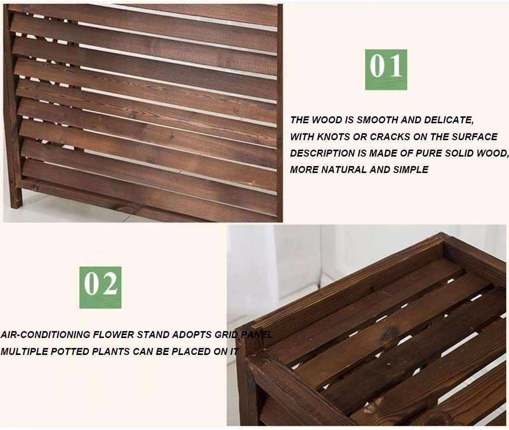  Cadre De Protection Pour Climatiseur à Volet En Bois Massif, Housse De Protection Pour Unité De Condensation, écran De Confidentialité Extérieur, Support De Fleurs Et Poubelle