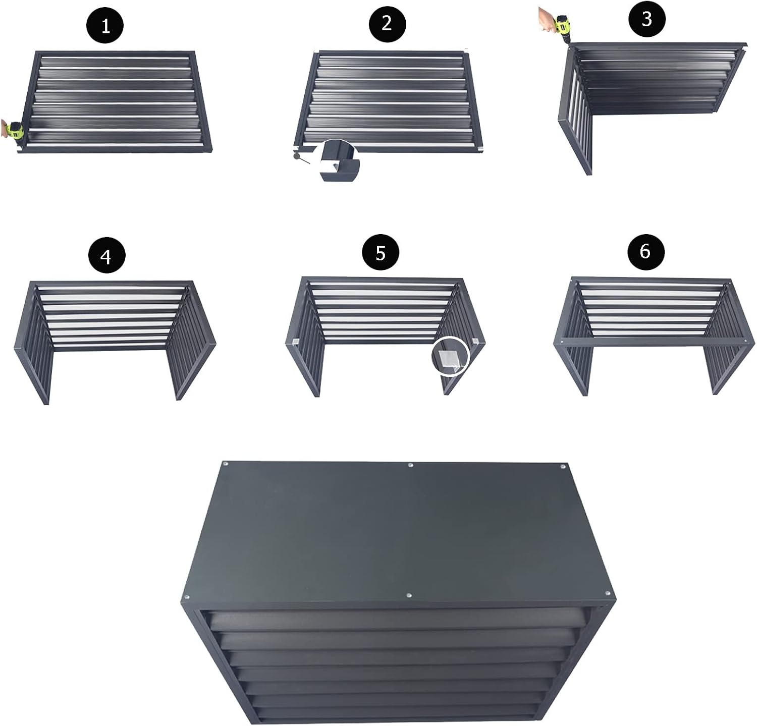  Couvercle En Aluminium Pour Climatiseur Et Pompe à Chaleur - Écran De Protection Extérieur Pour Condensateurs - Clôture Autoportante Pour Unités AC Et Déchets - Design Résistant Aux Intempéries