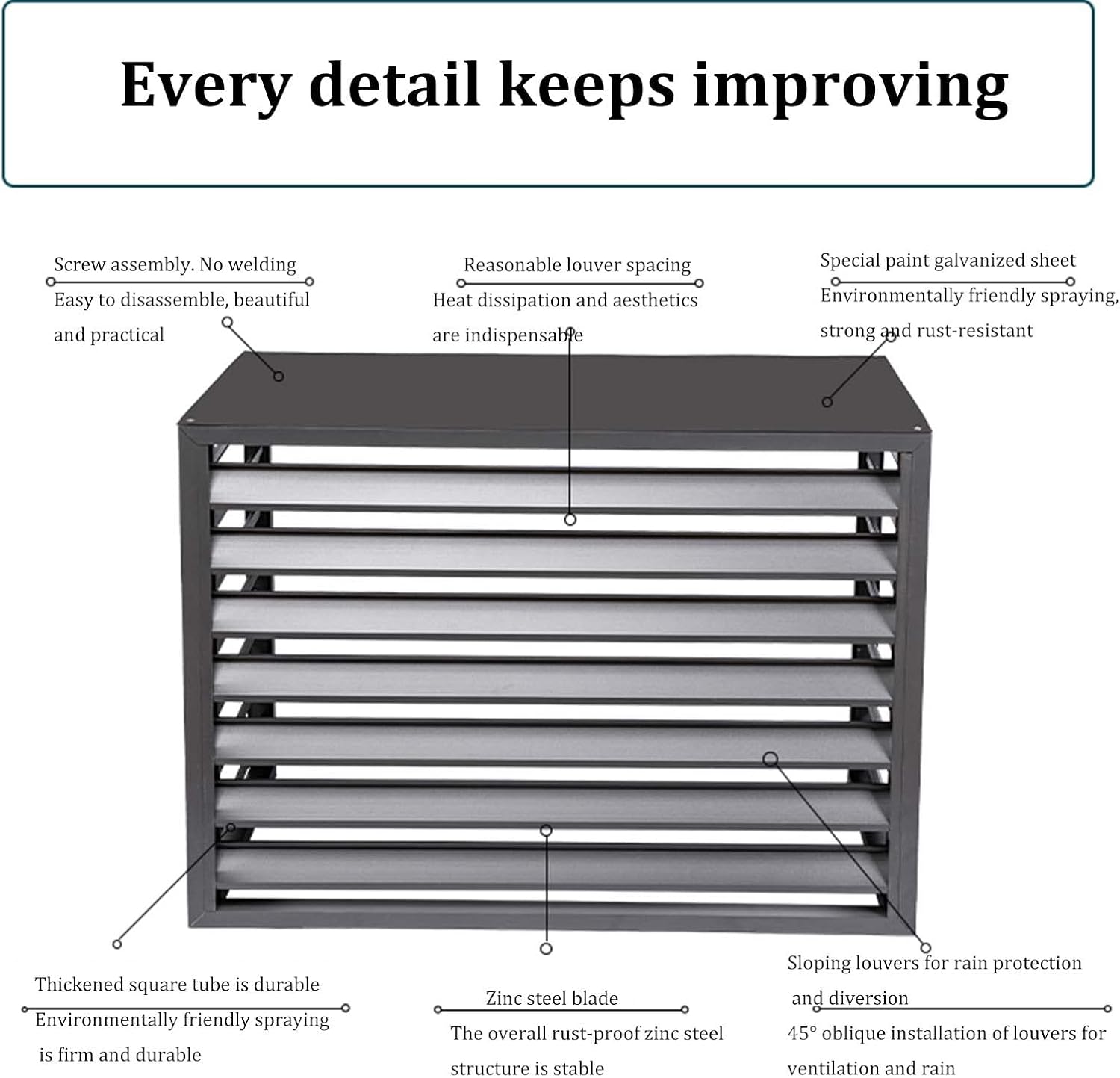  Housse De Climatiseur D'extérieur En Aluminium Résistant Aux Intempéries – Bouclier Décoratif Pour Unités AC Et Poubelles – Protection Pour équipement Et Unités D'extérieur