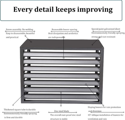  Housse De Climatiseur D'extérieur En Aluminium Résistant Aux Intempéries – Bouclier Décoratif Pour Unités AC Et Poubelles – Protection Pour équipement Et Unités D'extérieur