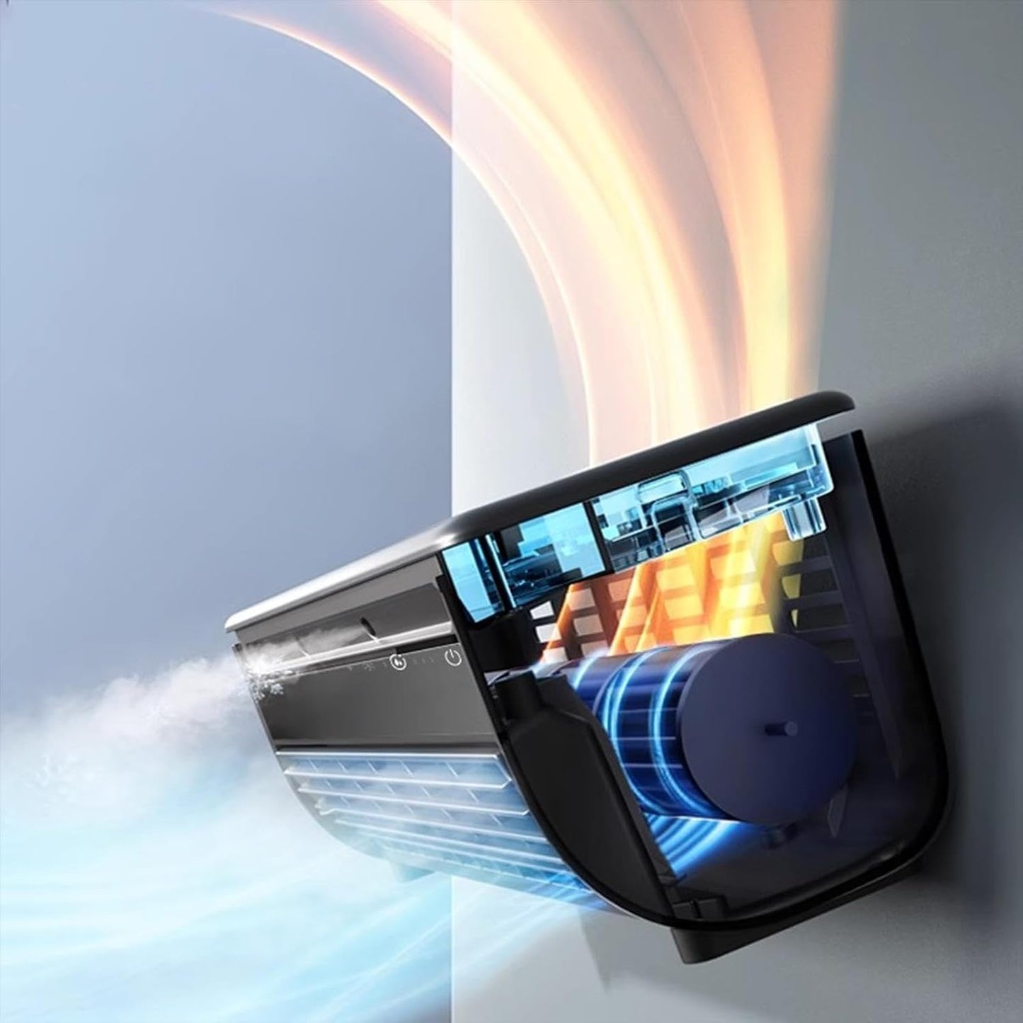  Ventilateur Avec Climatiseur - Ventilateur Rafraîchisseur D'Air, 3 Vitesses Avec Chargeur Sans Fil Pour Cuisine Maison Bureau Extérieur Dortoir Camping-Car