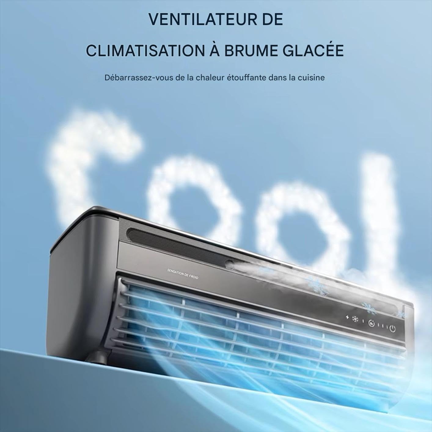  Ventilateur Rafraîchisseur D'Air - Ventilateur Portable Climatiseur - Appareil De Ventilation Trois Vitesses Avec Chargeur Sans Fil Pour Maison Chambre Camping Car Salle De Bain Cuisine Salle De Sport