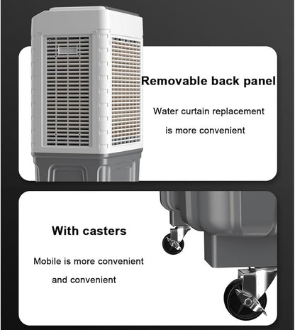  Rafraîchisseur D'air Évaporatif Commercial, 150 W Portable Avec Grand Réservoir D'eau De 55 L, Oscillation à 120°, 3 Vitesses De Ventilation, Pour Intérieur Et Extérieur(150W)