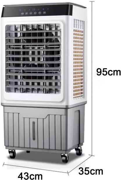  Ventilateur Rafraîchisseur D'air Par évaporation Avec Télécommande - Oscillation à 120°, 3 Vitesses, Minuterie 12 H, 4 Blocs Réfrigérants - Rafraîchisseur D'air Portable Pour Chambre, Maison, Bureau