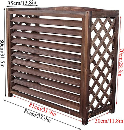  Housse De Protection Pour Climatiseur Pompe à Chaleur, Support De Fleurs D'extérieur En Bois, écran De Confidentialité En Bois Massif Pour Climatiseur, Protection De Balcon Dissimulée